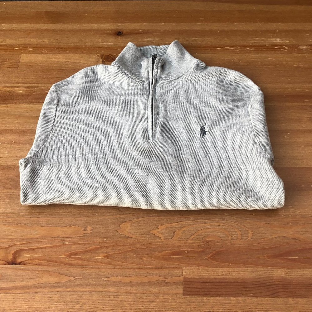 ** last week to donate** pique knit zip up sweater